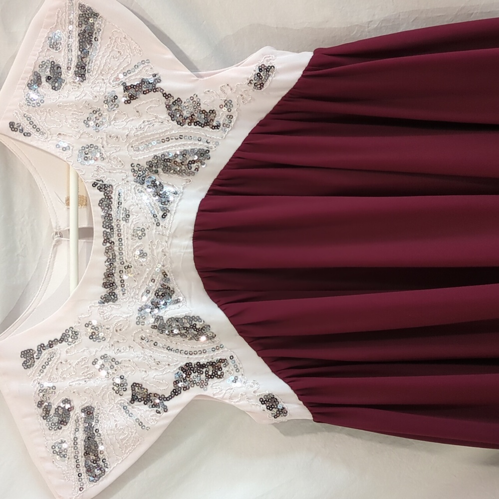 Altar'd State | Embroidered White Bodice Beads/Sequins | Full Wine Skirt | XS